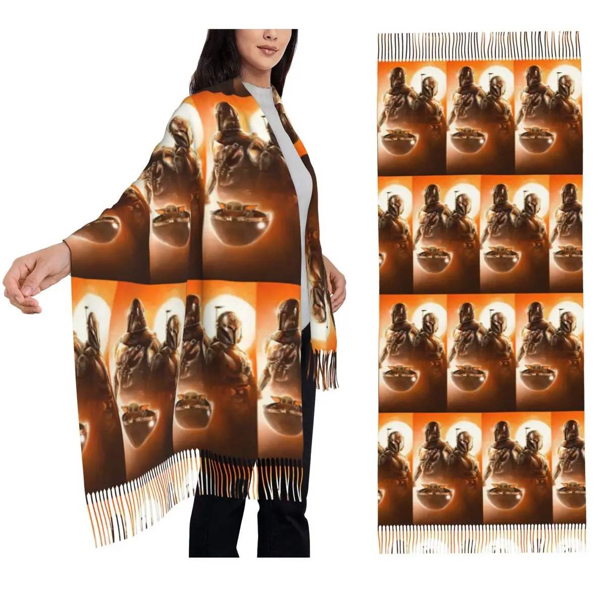 

Шарф Mandalorianes, шарфы с кисточками для женщин, мягкие теплые шали и накидки, большая осенне-зимняя шаль