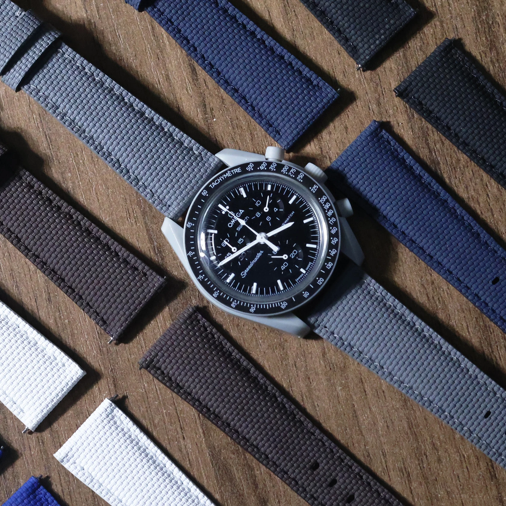 Fit For SEIKO Omega Swatch Universal Watch Sailcloth Signature FKM Rubber Watch Strap with Deployant Buckle Watch Band