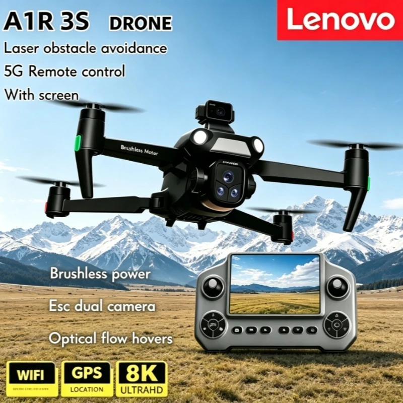 

Дрон Lenovo A1R 3S GPS 8K профессиональный FPV складной квадрокоптер с бесщеточным двигателем, лазерным обходом препятствий и пультом управления с большим экраном