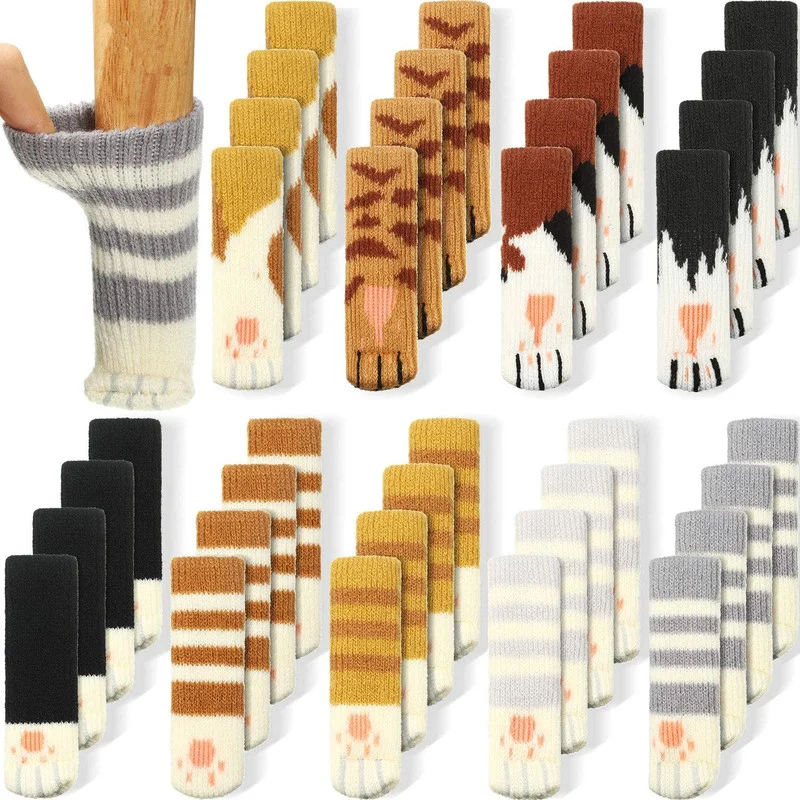 4PCS Furniture Socks Elastic Cat Paw Chair Leg Protector Table Feet Covers Non Slip Furniture Cap Floor Protector Home Decor