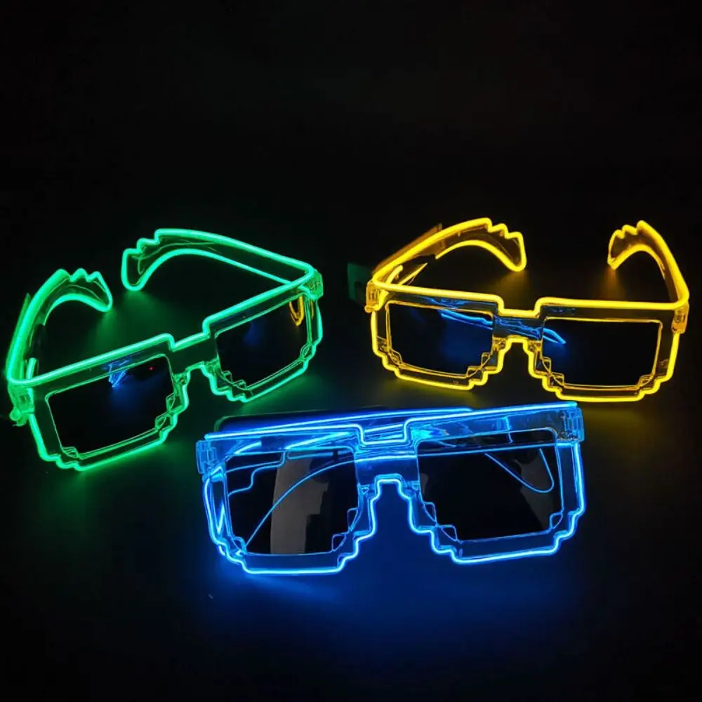 New Plastic Mosaic Luminous Glasses Wireless Party Supplies LED Fluorescent Sunglasses Fun Neon Glasses