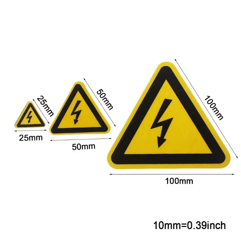 Electrical Shock Hazard Warning Stickers Danger Warning Safety Labels PVC Waterproof for Indoor Outdoor 25mm 50mm 100mm