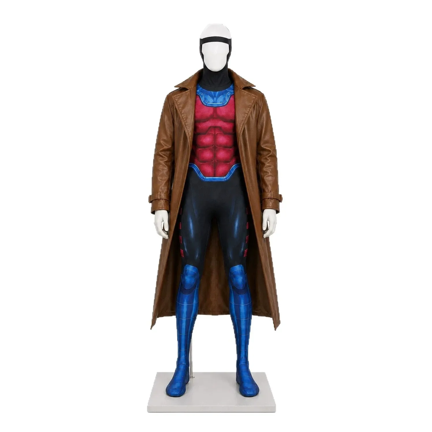 X Gambit Remy Cosplay Kostüm Herren Kampfanzug Langer Ledermantel Overall Masken-Set Superhelden Halloween Karneval Outfits – Detail 3