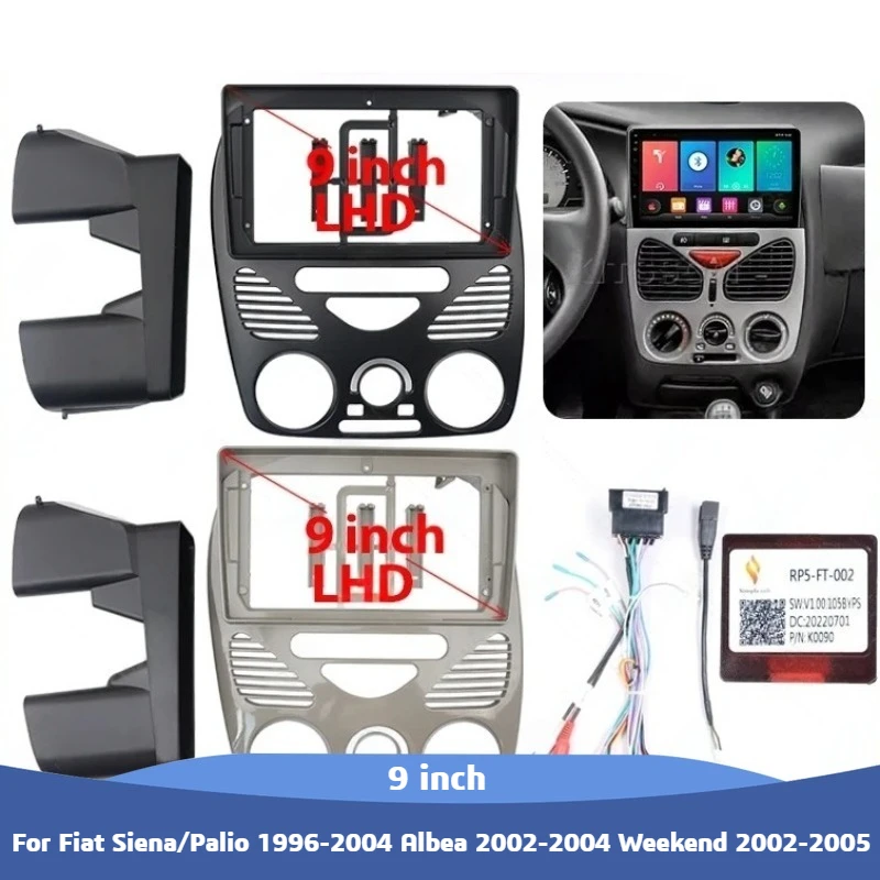 Quadro do carro adaptador de fáscia decodificador rádio traço montagem painel kit para fiat siena/palalio 1996-2004 albea 2002-2004 fim de semana 2002-2005