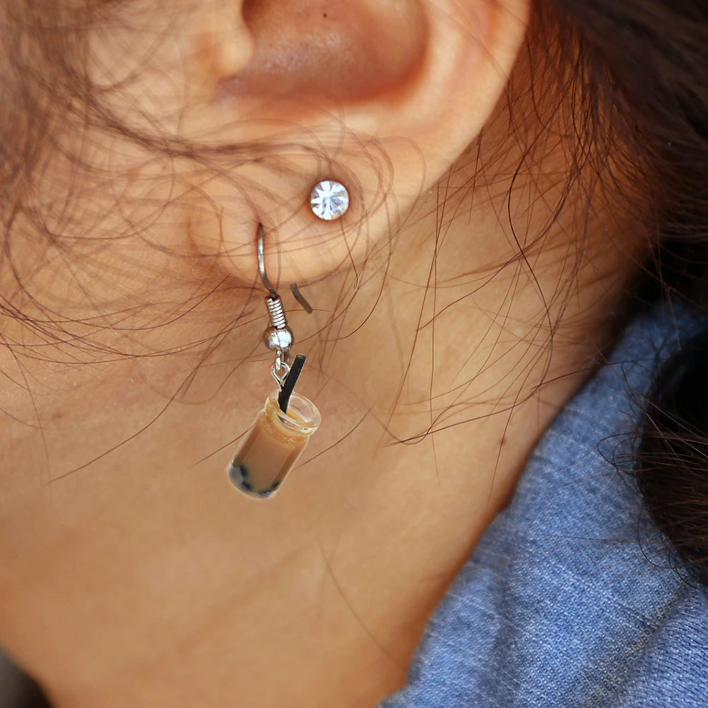 

20Pcs Simulation Pearl Milk Tea Cup Pendant Resin Earrings Key Rings Creative DIY Charms Background Party Decor