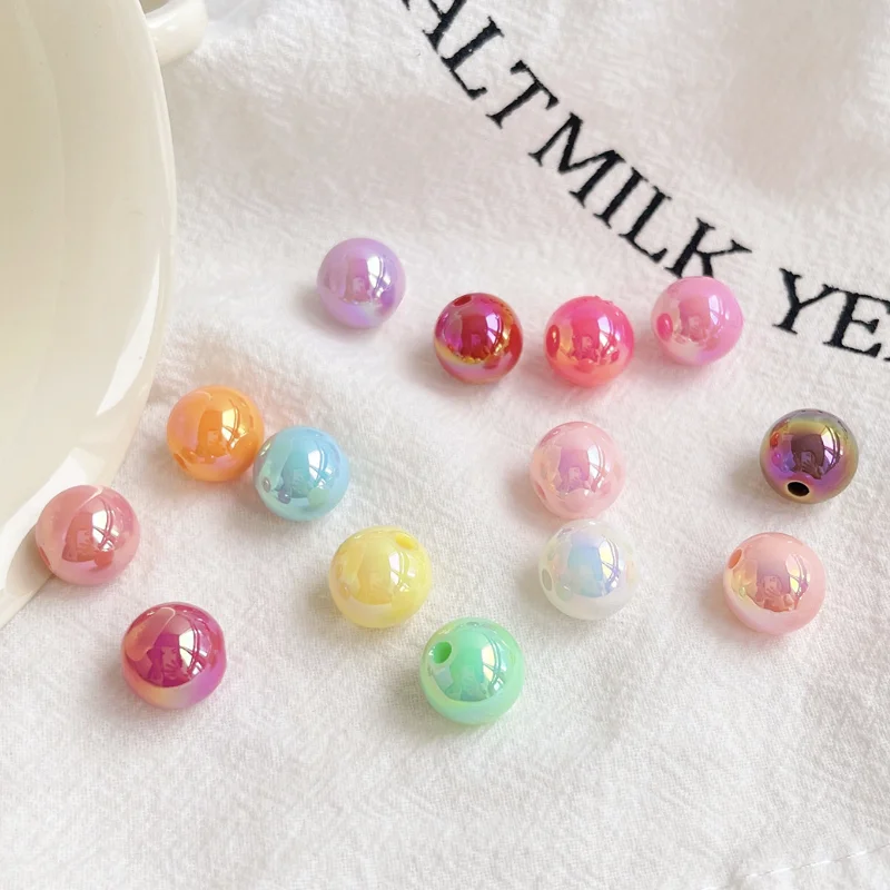 20PCS Acrylic 10mm Fresh Magic Solid Color Round Beads Spring Color All DIY Loose Bead Material Accessories C1