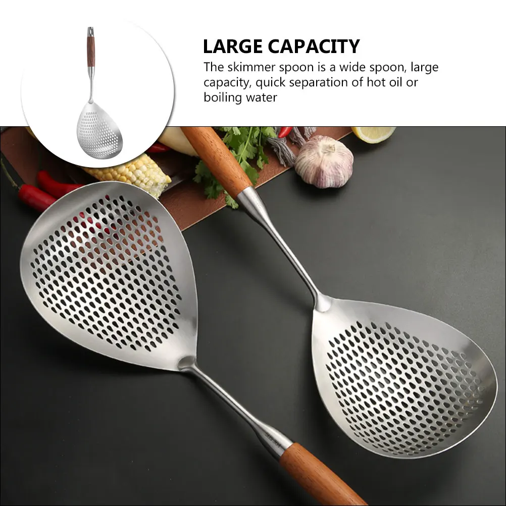 

Stainless Steel Colander Spoon Large Capacity Noodle Skimmer Filter Spoon High Temperature Resistant Long Handle for Cooks