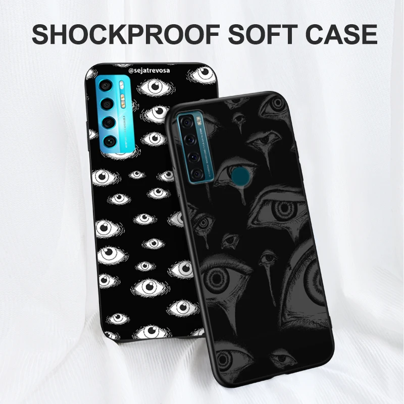 Black Tpu Case For google pixel 4 4A 4XL 5 5A 5XL 6 6A 7 PRO Cover Scary Eyes