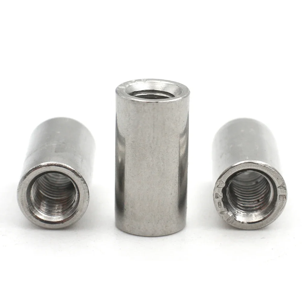 2-50pcs M2 M2.5 M3 M4 M5 M6 M8 M10 304 Stainless Steel Extension Thicken Cylindrical Connect Nut Round Column Joint Coupling Nut