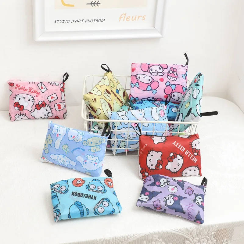 Cute Cartoon Printing Foldable Shopping Bag Cute Handbag Eco-Friendly Shopping Bag Tote Folding Pouch Handbag Supermarket Bag