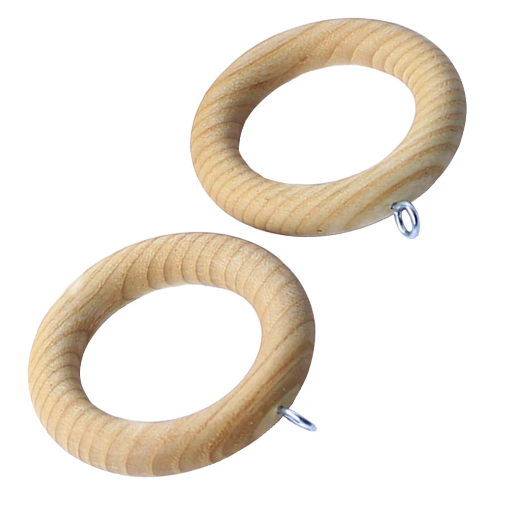 

2Pcs Curtain Accessories Wooden Hanging Rings Strong for Curtains Drapes Sliding Noiseless on Rod Contemporary Home Decor