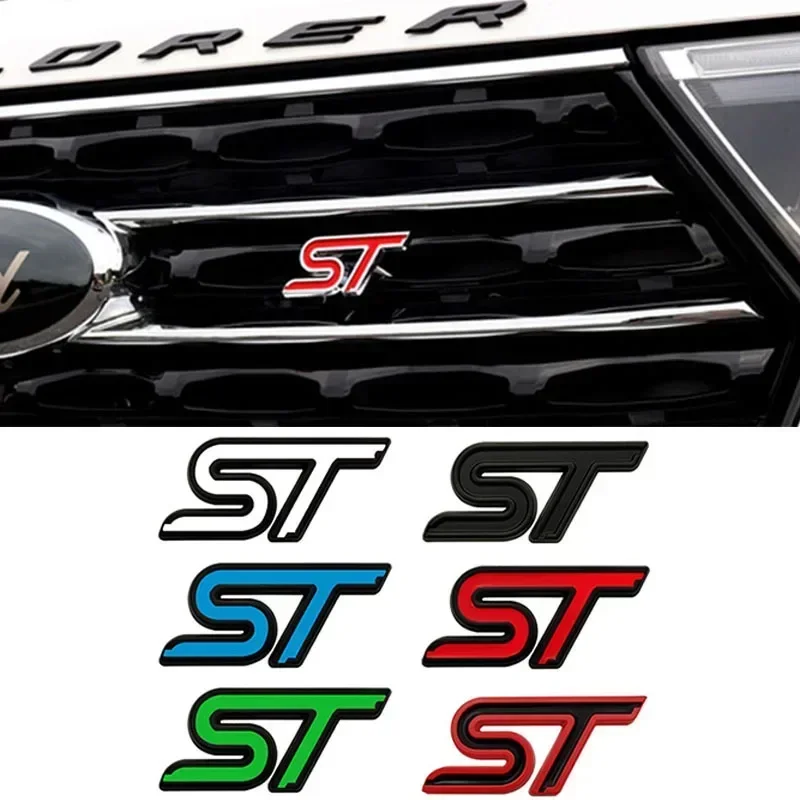 3D Metal Letters ST Logo Grill Embelm Badge Rear Trunk Stickers For Ford Fiesta Focus ST MK2 MK3 MK4 Kuga Puma Mondeo