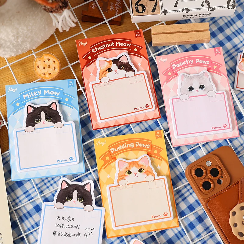 كارتون لطيف القط ملاحظات لاصقة رسالة الطالب مذكرة مكتب لاصق المفكرة