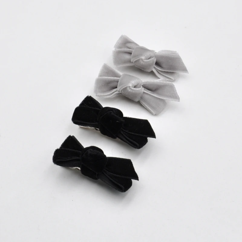 30Pcs/Lot  Mini Velvet Ribbon Bow Hair Clips For Baby Girls Cute Toddler Hairpins  Kids Children Hair Accessory