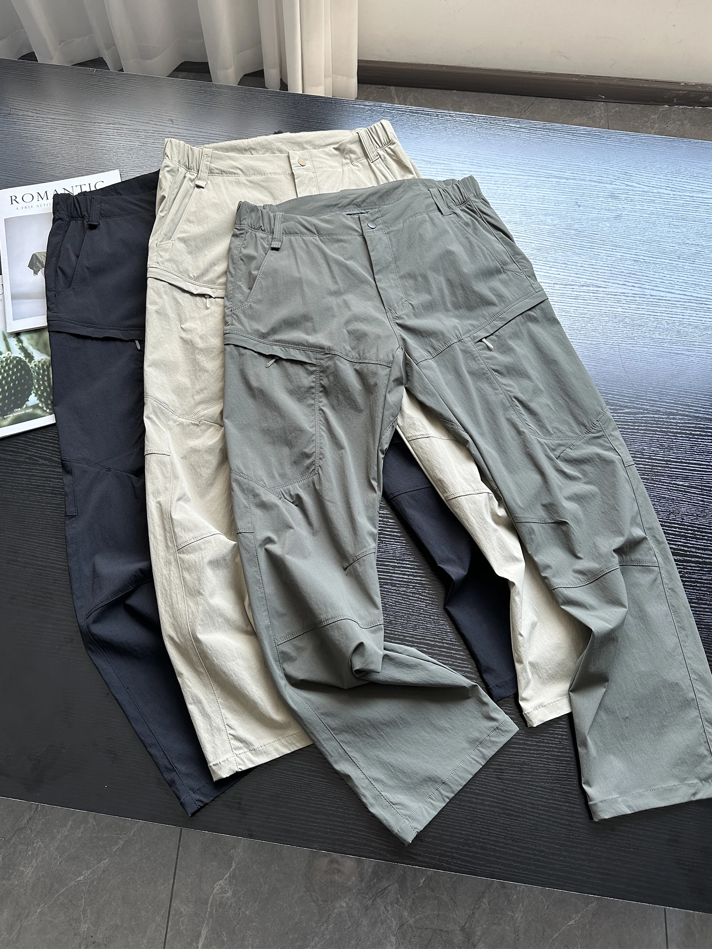 

American Style Outdoor Hiking Mountain Pants Men's Casual Trousers Quick Dry Elastic Multi Pocket Workwear Straight Leg Pants