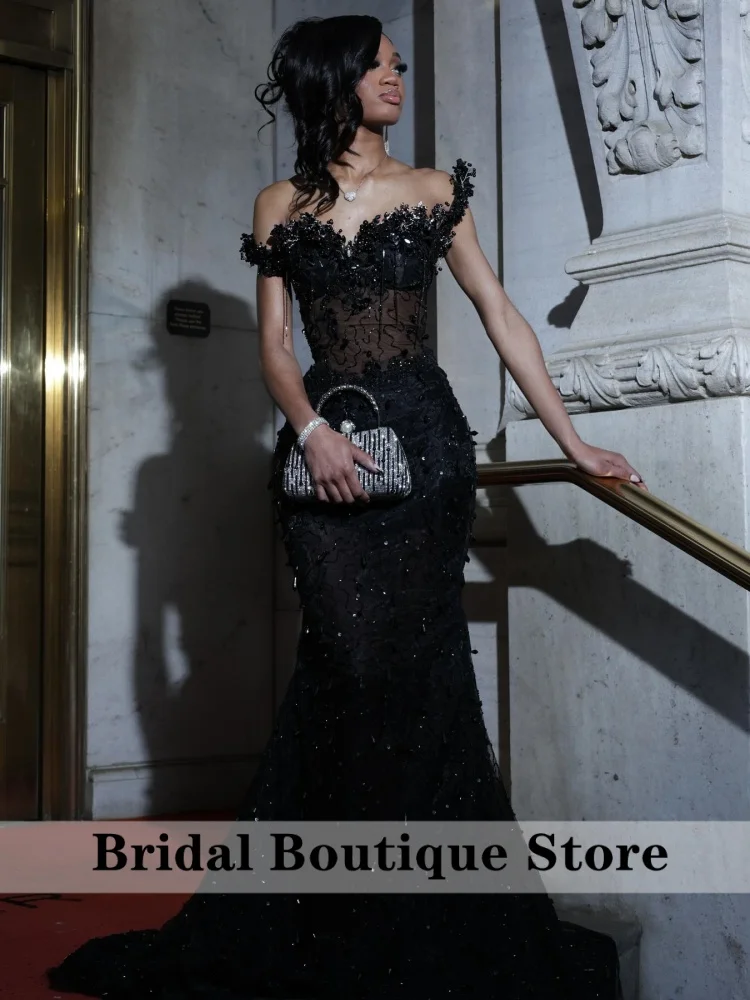 Bespoke Black Prom Dresses 2026 Beading Luxury African Matric Dance Dress Crystal Long Evening Party Gowns Customized