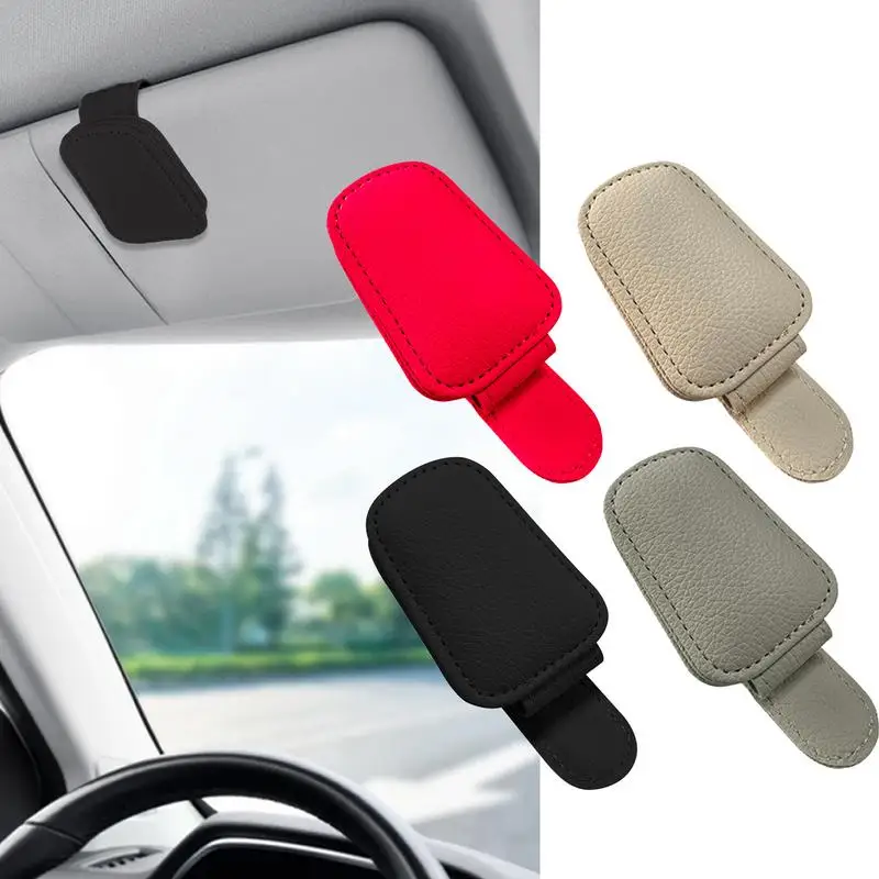 Sunglass Clip For Car Visor PU Leather Car Glasses Holder Glasses Hanger Clip Eyeglass Mount Eyeglasses Hanger Sunglass Visor