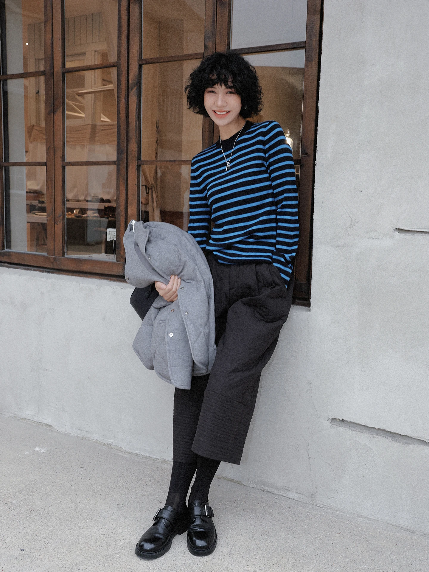 

TT Ice Dance Классический шерстяной вязаный свитер в полоску для женщин, весна-осень, базовый текстурированный трикотаж с круглым вырезом и длинными рукавами