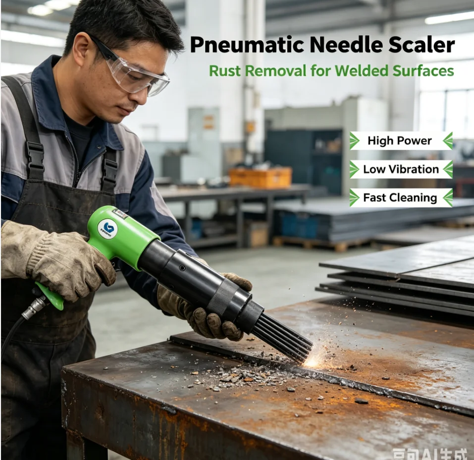 SUBAO 150mm/190 multifunctional pneumatic hammer handheld pistol air gun small rust removal pneumatic tool with 4 chisels