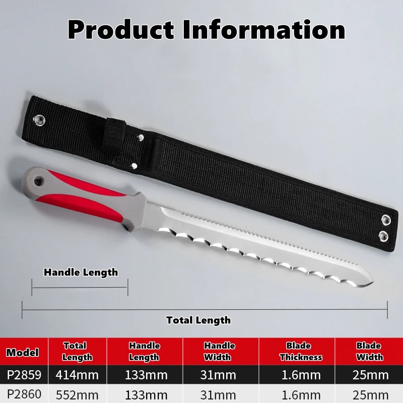 Insulated Knife Foam Cutting Knife,Double Serrated Stainless Steel Knife Insulation Knife with Nylon Sheath Insulation Cutter