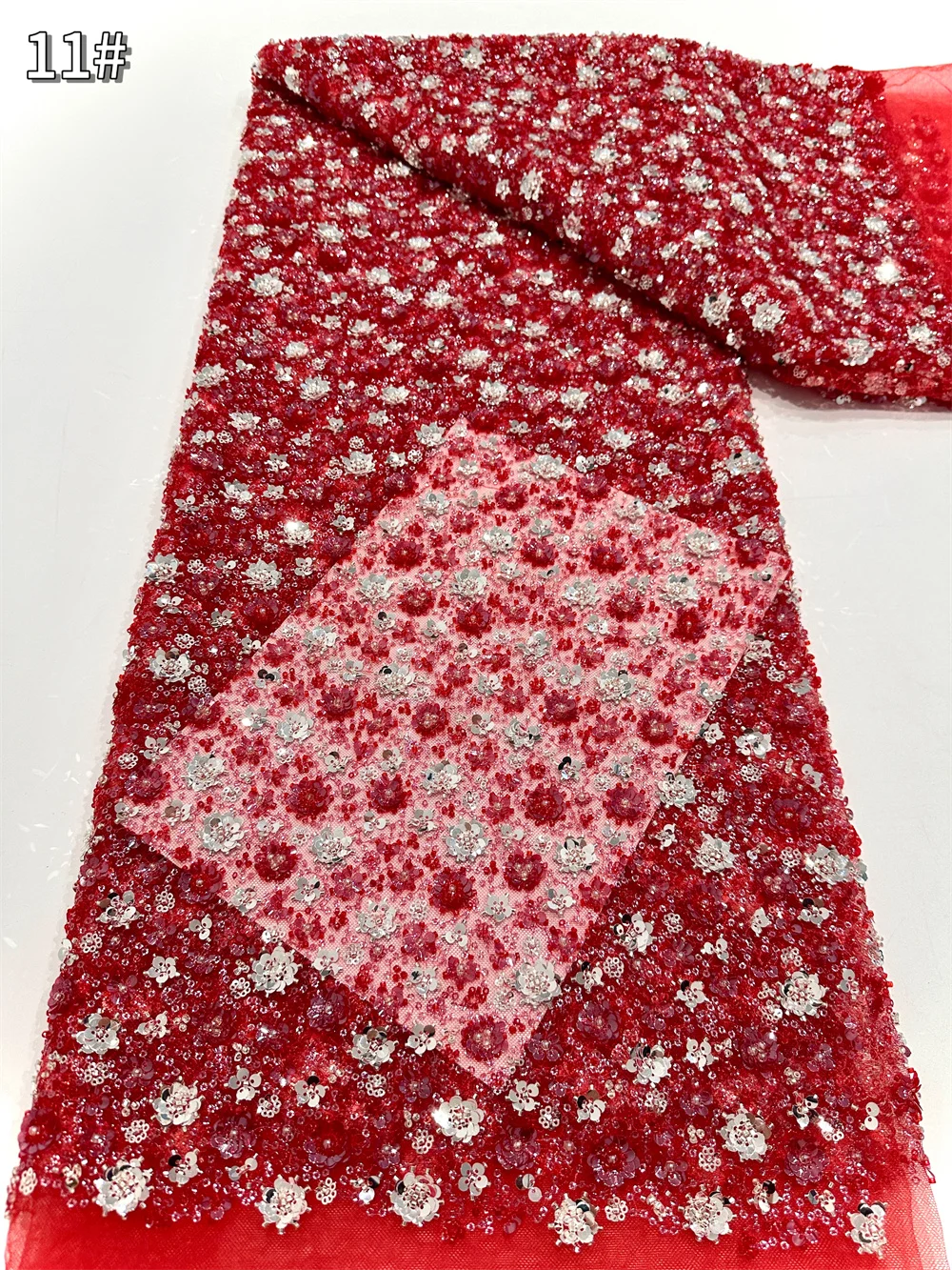 

2025 Luxury Nigerian African Beaded Lace Fabric High Quality Sequins Embroidery African French Lace Fabric For Sewing Dresses