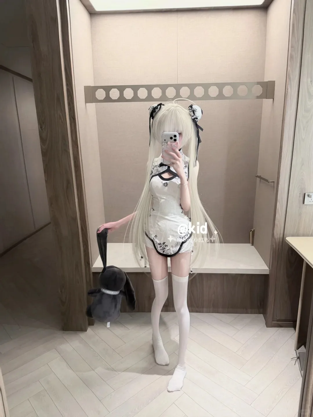 Kasugano Sora Cosplay Hollow Lace Cheongsam Bandage Pajamas High Slit Qipao Lingerie Dress