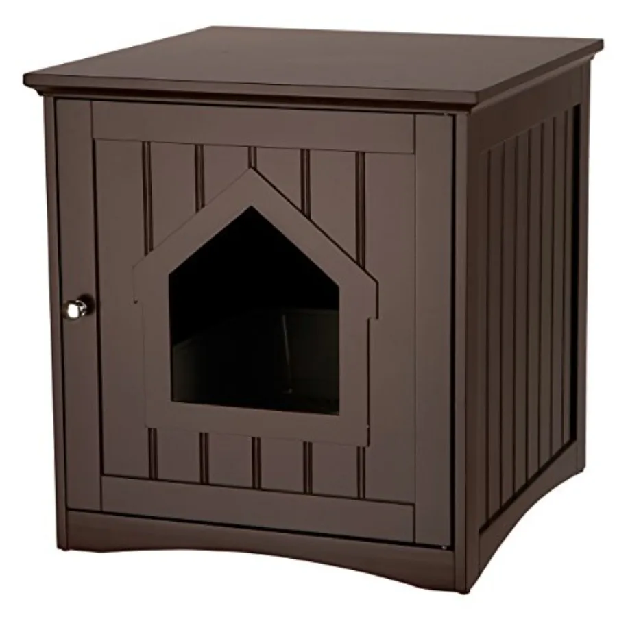 

Small Litter Box Enclosure - Indoor Furniture for Cats - Use to Cover Litter - Add a Bed for a Retreat - Brown
