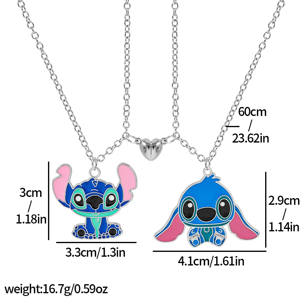 2 قطعة ليلو وستيتش Kawaii غرزة القلب المغناطيس قلادة قلادة مجموعة للرجال لطيف هدية عيد الميلاد أفكار التبعي #5