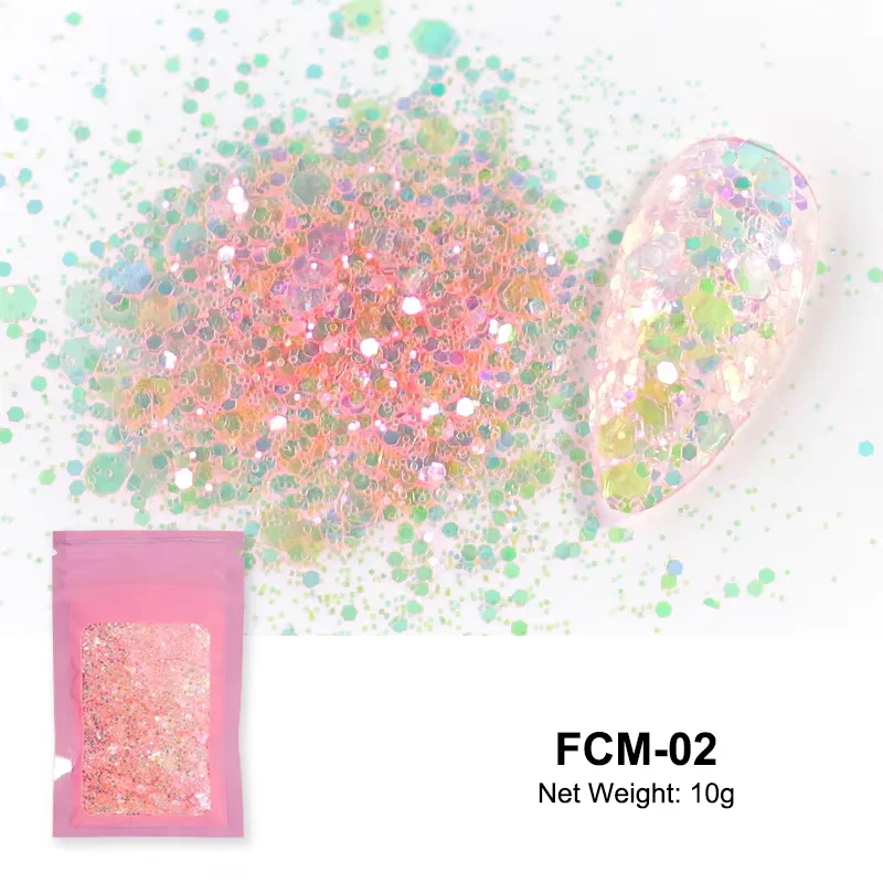Glänzendes Zucker-Nagelglitzerpulver Candy-Coat-Effekt Weiß Schwarz Transparent Pigmentstaub Nagelkunst-Dekorationen DIY – Detail 9