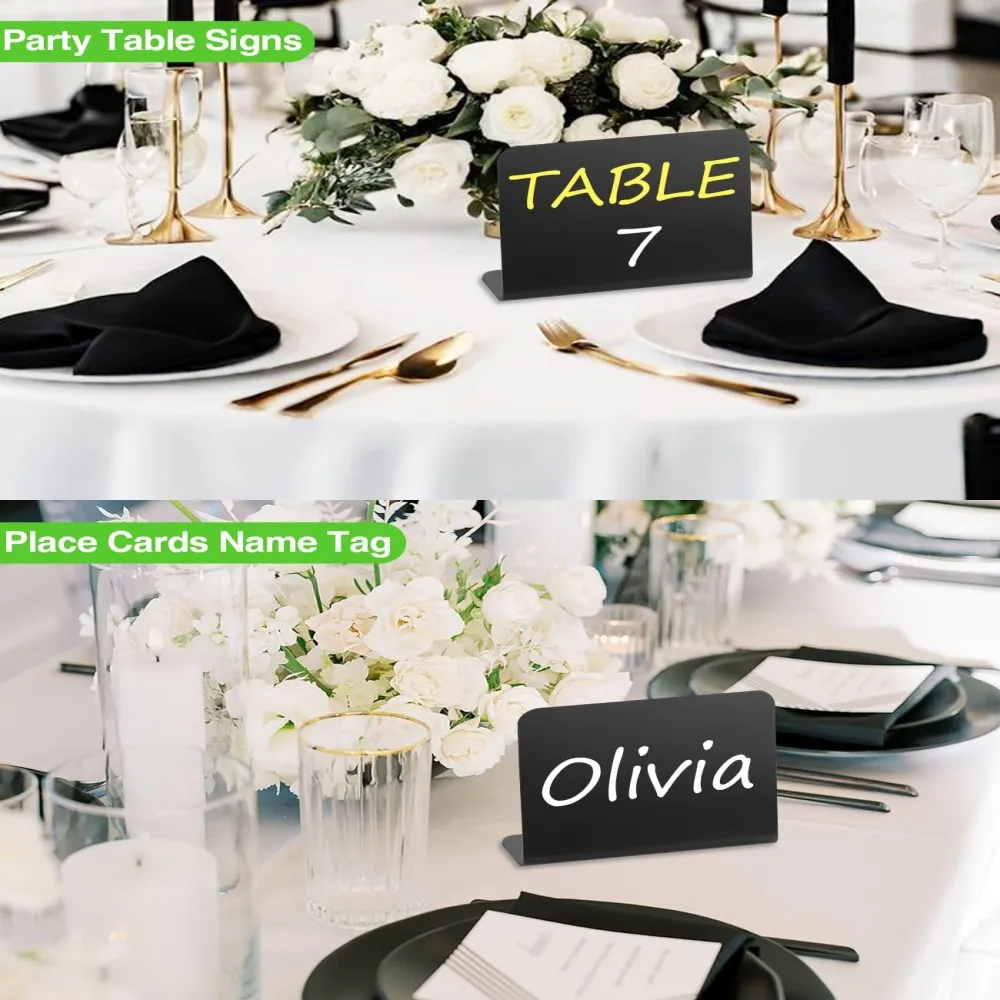 29- عبوة (20 قطعة من سبورة السبورة الصغيرة + 7 علامات + 2 قطعة قماش للتنظيف) مجموعة لافتات سبورة صغيرة، ملصقات سبورة لسطح الطاولة قابلة لإعادة الاستخدام