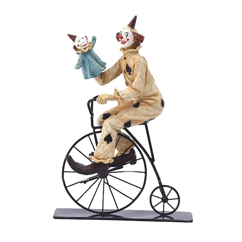 Creatives Clown Circus Statues, Clown Ornaments Home Decor Resin Sculpture, Handmade Crafts Collectible Art Figures-A Durable