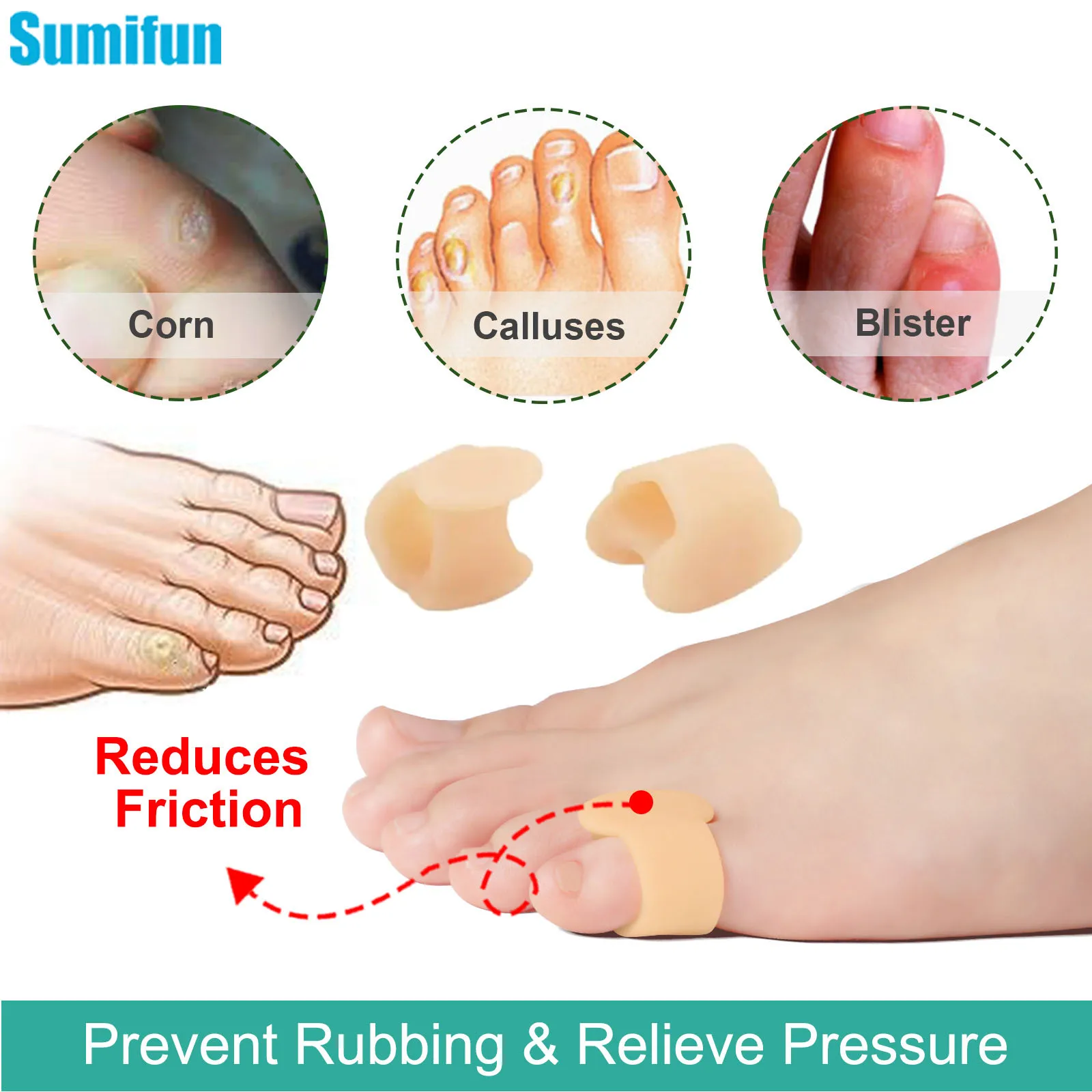 

2/4Pcs Silicone Small Toe Corrector Pads Dactylitis Orthotic Device Pointed Separator Little Finger Toe Curl Overlap Foot Care