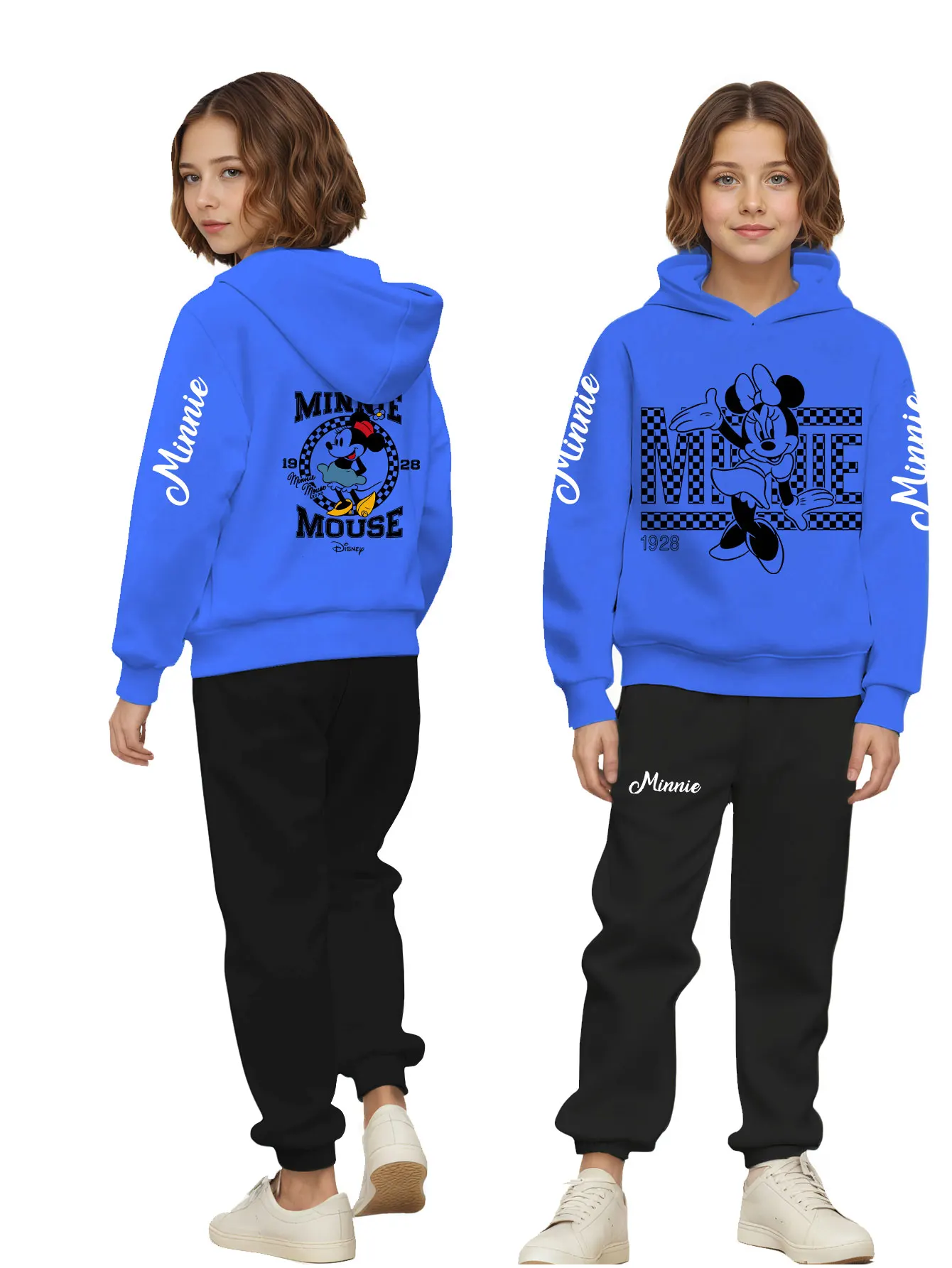 

Disney Mini Printed Children's Hooded Casual Hooded Sportswear+Pants Set Autumn/Winter Gift, Same Style for Boys and Girls