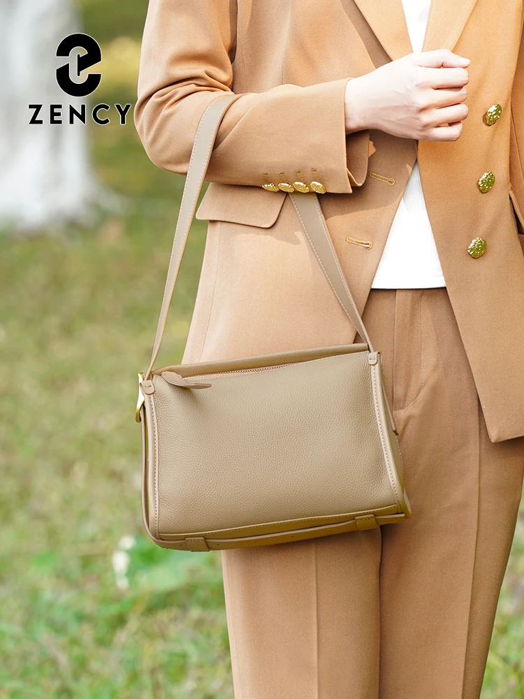 

Женская сумка Zency через плечо из натуральной кожи, большая вместительная роскошная дизайнерская сумка, минималистичные сумки через плечо