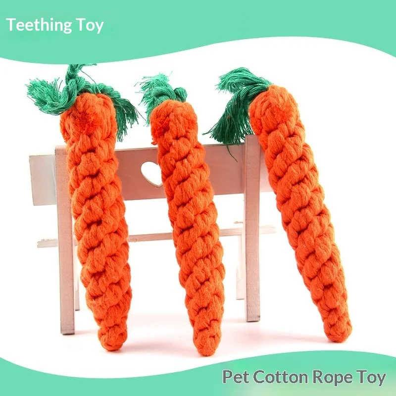 

1pcs Bite Resistant Cotton Rope Carrot Shape Pet Playing Toy for Teeth Cleaning Puppy Dog Toy Accessories Small Dog Chew Toys