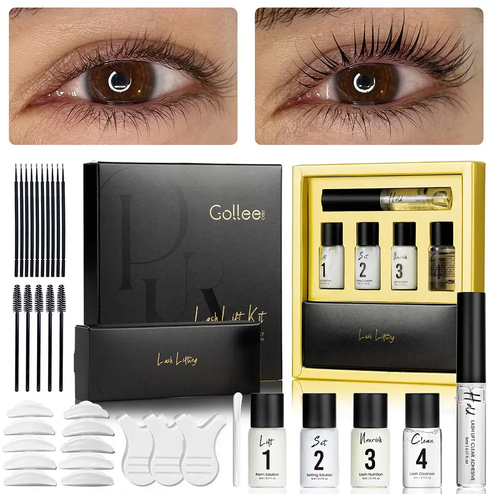 Gollee-Permanente de levantamiento de pestañas y cejas, duradero, 4-6 semanas, juego de levantamiento de pestañas para rizador de pestañas, Kit de permanente, herramientas de maquillaje de tratamiento