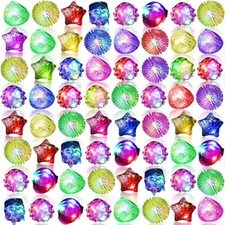 

Pcs Light up Rings Rave Party Favors LED Flashing Jelly Rings Bumpy Glow in The Dark Rubber Light Neon Party Gift for Carnival