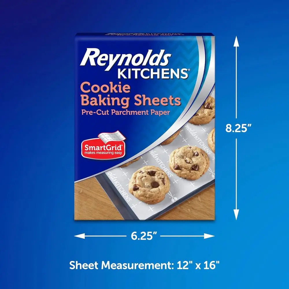 Pre-Cut Cookie Baking Sheets, Parchment Paper, 25 Sheets per Pack, 4 Packs Total, 100 Sheets