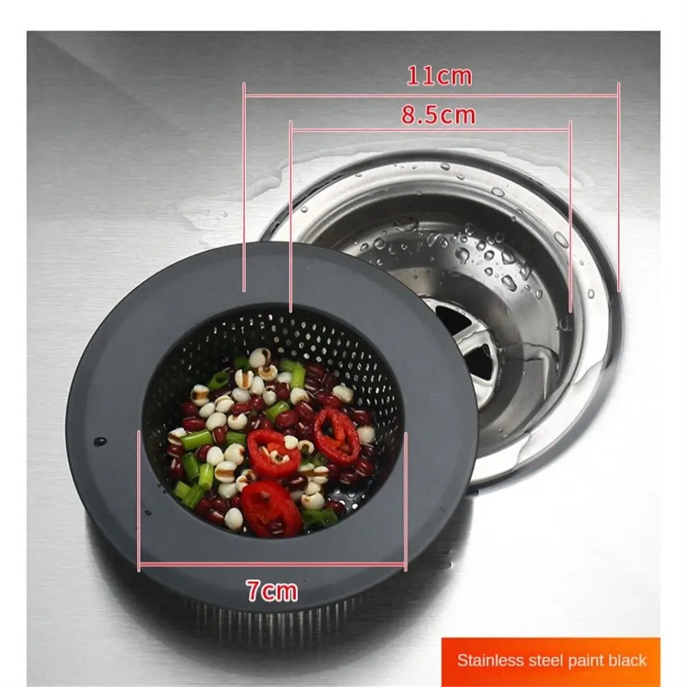 Stainless Steel Sink Strainer Anti Clog Black Mesh Trap Floor Drain With Handle Drain Filter Kitchen Bathroom Accessories