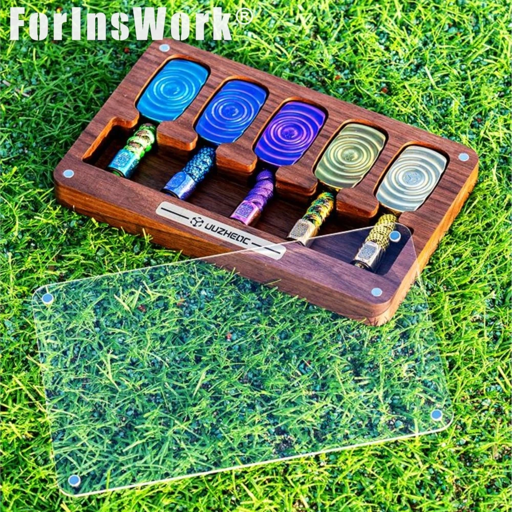 JUZHEN Caja de almacenamiento de bandeja giratoria Fidget de triple pantalla de madera maciza Estación de trabajo multifuncional