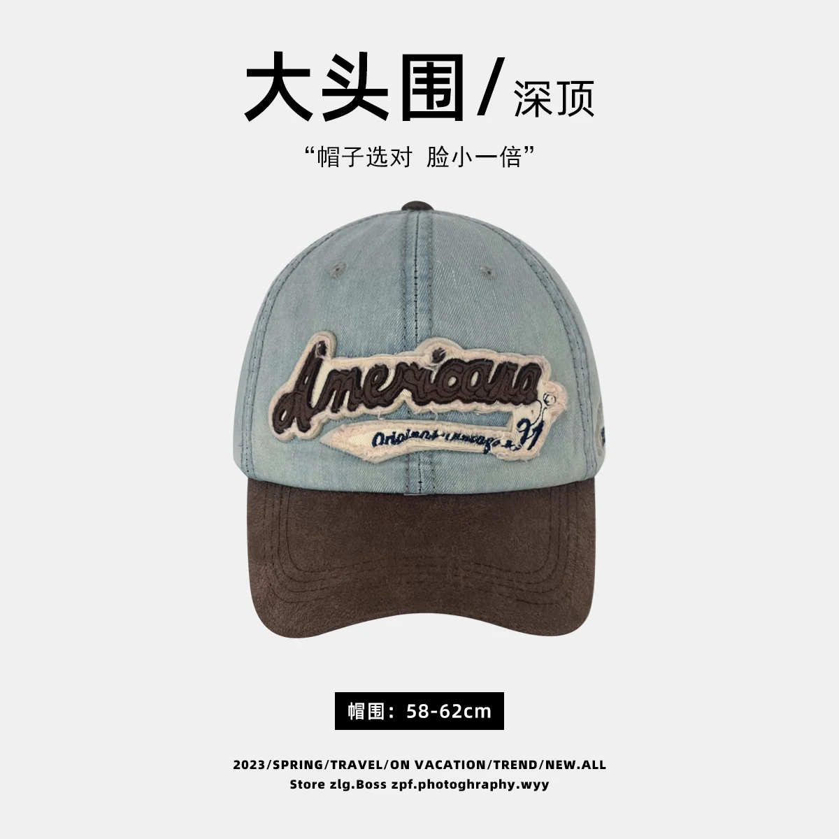 

Style Retro Alphabet Distressed Peaked Cap Lovers Wild Spring and Summer Travel Sun-Proof Face-Looking Small Baseball Cap