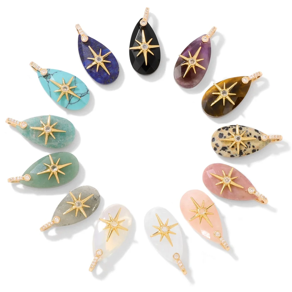 

Натуральный граненый капля воды в форме камня, кулон с инкрустацией бриллиантами, солнечная нашивка, подвески, подвески для изготовления ювелирных изделий, браслет, ожерелье, 1 шт.