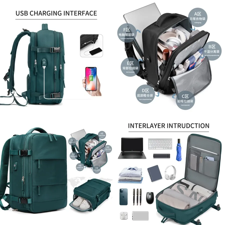 

【New style】- new travel backpack women's large-capacity multifunctional luggage bag high school students' school bag travel bac