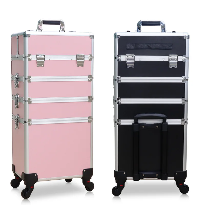 Universal wheel cosmetic case Large capacity tie rod Professional follow-up makeup artist Nail art embroidery toolbox Beauty box