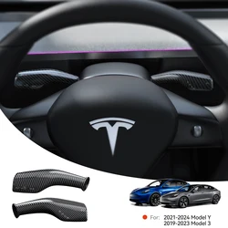 Per Tesla Model 3 Model Y Full Package Trim Cover di finitura opaca in fibra di carbonio su leva tergicristallo per accessori Tesla 2022/2023