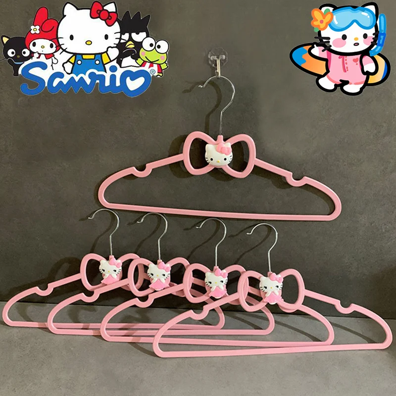 Sanrio Non-slip Hanger Clothes Children Cartoon Clothes Hanger Household Cute Dormitory Clothes Rack Wardrobe Storage