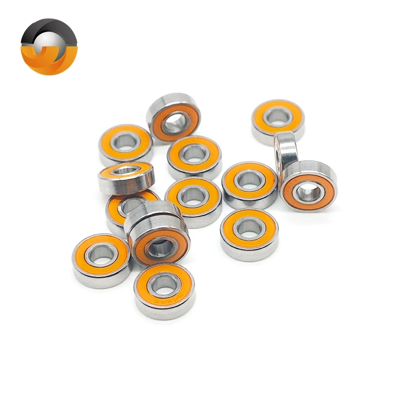 5Pcs 695RS Miniature Deep Groove Ball Bearing 5x13x4mm ABEC-7 Precision Orange Rubber Sealed 695‑2RS