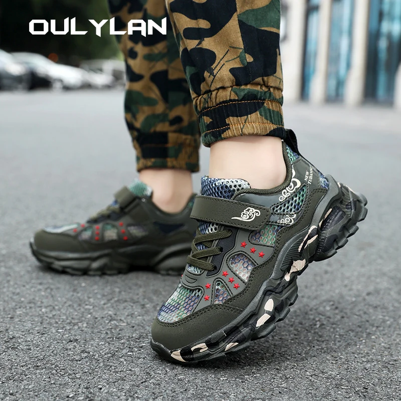 Summer Hollow Mesh Childrens Shoes Outdoor Breathable Sports Sneakers Boys Casual Sandals Camouflage Tactical Shoes