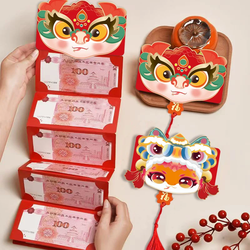 

Folding Red Envelopes 2025 The Year Of Lucky Snake Red Pockets Chinese New Year Wish Blessing Money Bag For Kid Festival Gift