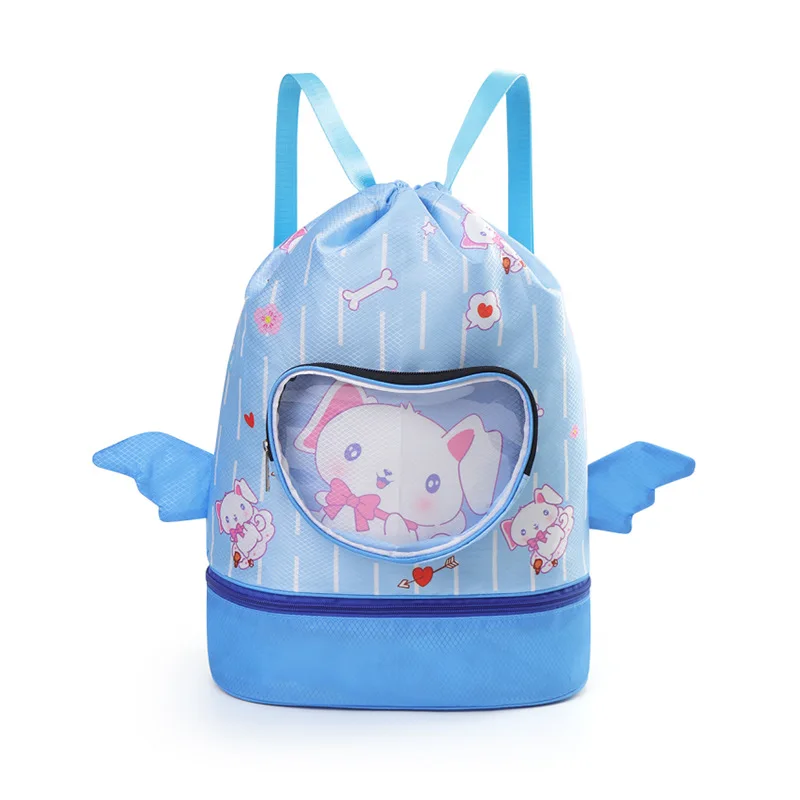 New Cartoon Swim Backpack Wet Dry Separation Large Capacity Waterproof Drawstring Bag for Kids Swimming Gear Storage